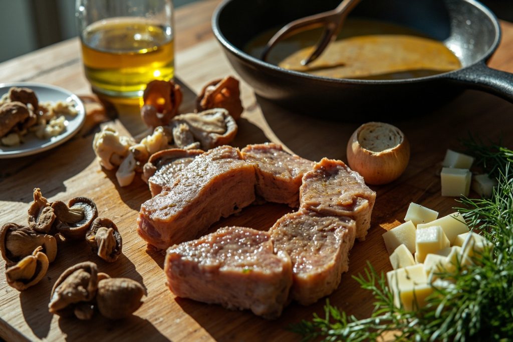 Телятина с грибами в сливочном соусе: пошаговое руководство.