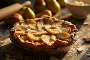 Пошаговый рецепт Пирога с грушею и миндальным кремом.