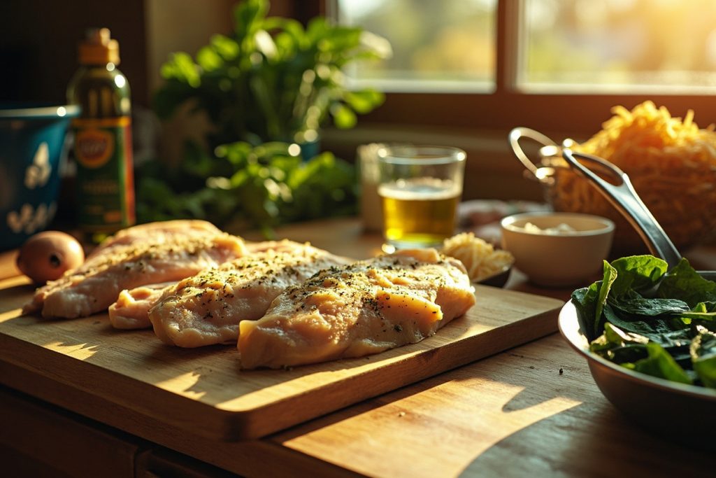 Закуска из запеченной курицы с сыром и шпинатом: пошаговое руководство.