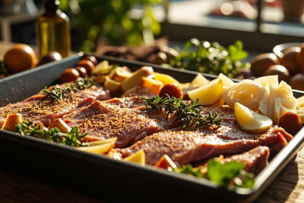 Свинина с картофелем и пряными травами в духовке: пошаговый рецепт.