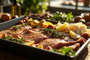 Свинина с картофелем и пряными травами в духовке: пошаговый рецепт.