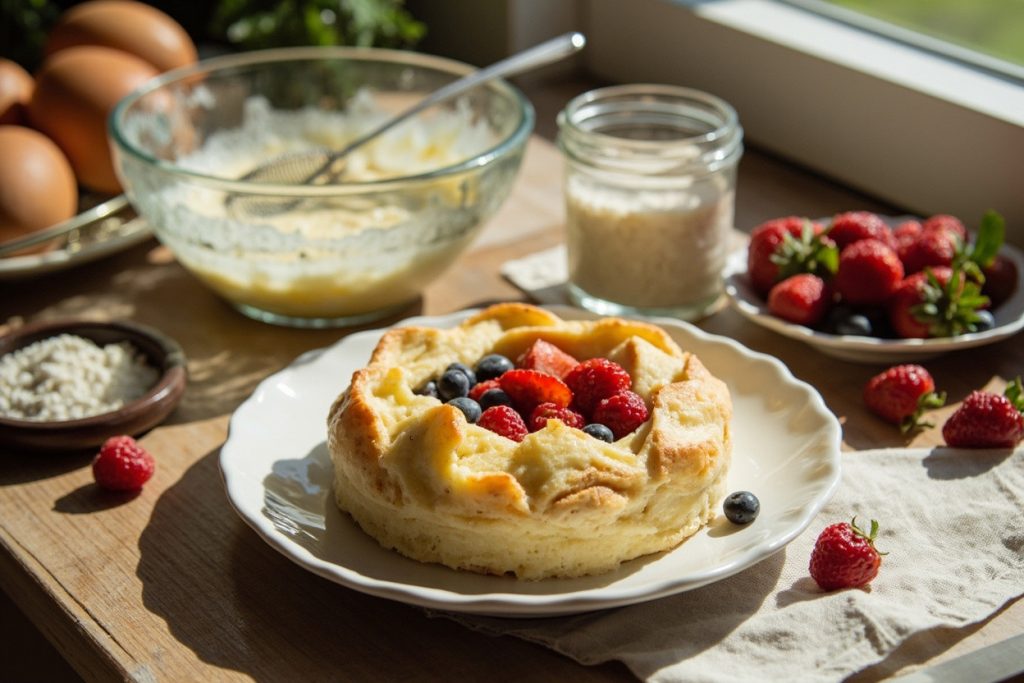 Пошаговый рецепт Творожного суфле с ягодами.