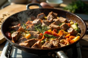 Свинина с кедровыми орехами и овощами: пошаговое руководство.