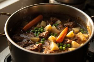 Мясное рагу с картофелем и зеленым горошком: пошаговое руководство.