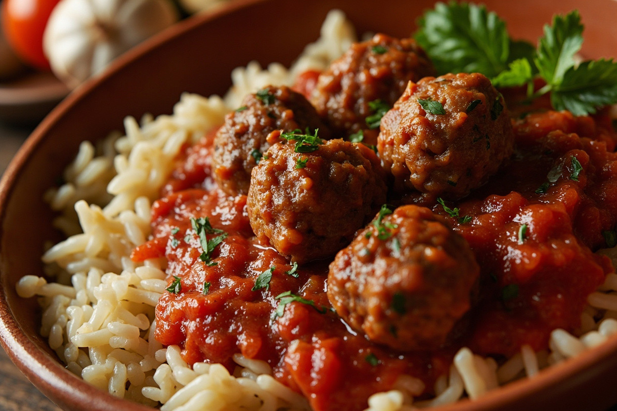 Фрикадельки в томатном соусе с рисом: пошаговое руководство.