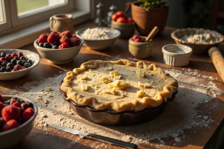 Пошаговый рецепт Фруктового пирога с ягодами и сливками.