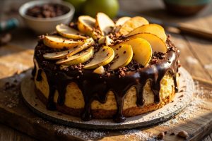 Пошаговый рецепт Торт с грушами и шоколадным ганашем.