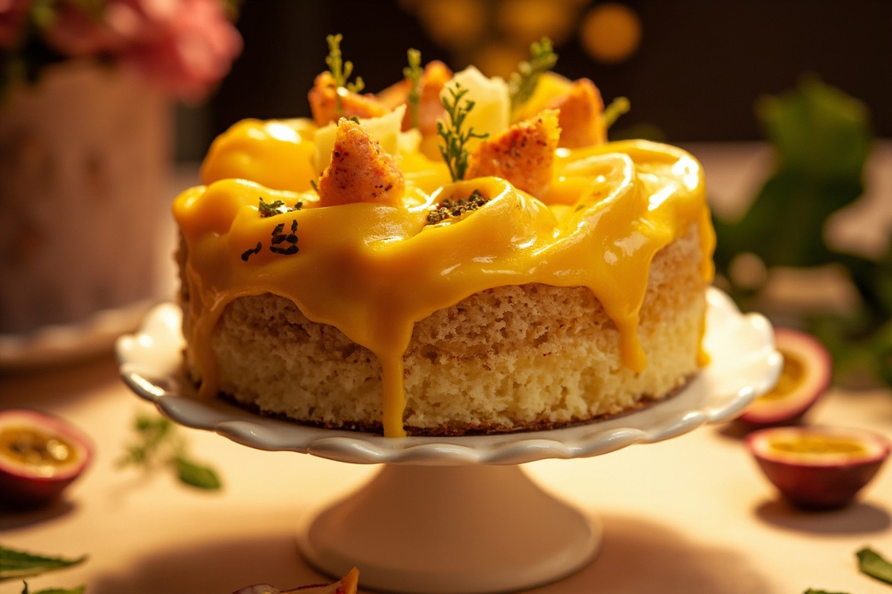 Пошаговый рецепт Торт с маракуйей и сливочным кремом.