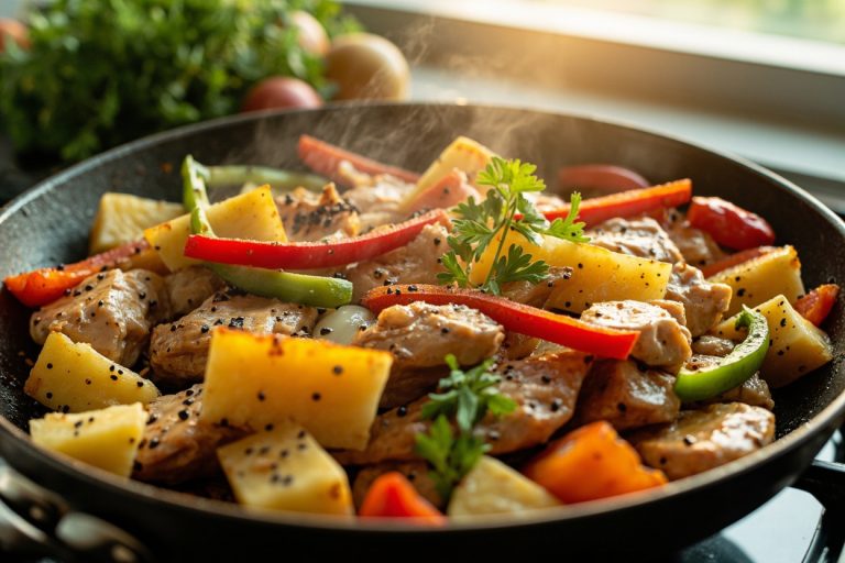 Курица с ананасами и болгарским перцем: пошаговый рецепт.