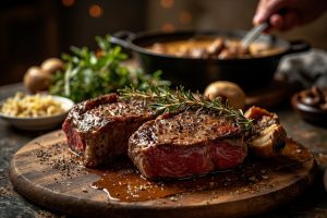 Говяжьи стейки с грибным соусом: пошаговый рецепт.