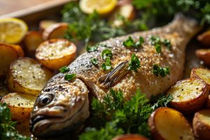Печеная рыба с картошкой и зеленью: пошаговое руководство.