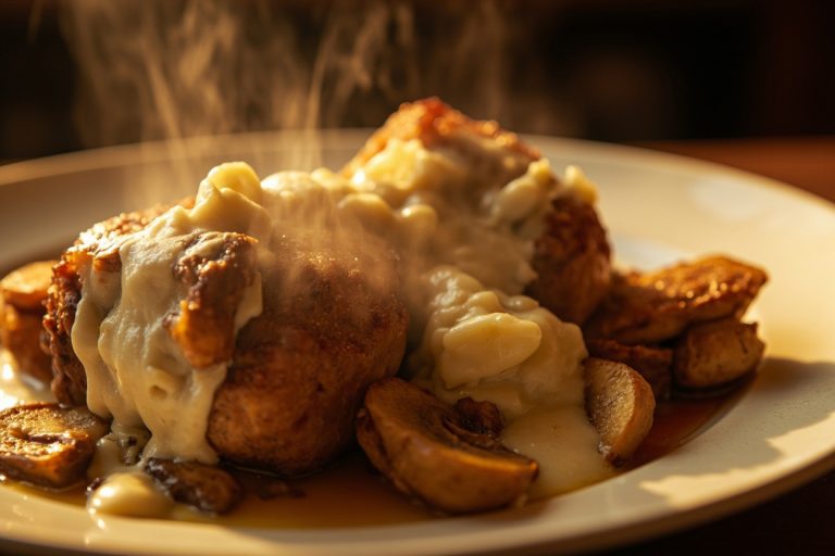 Телятина с грибами и сметанным соусом: пошаговый рецепт.