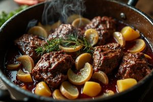 Говядина с картофелем и красным вином: пошаговое руководство.