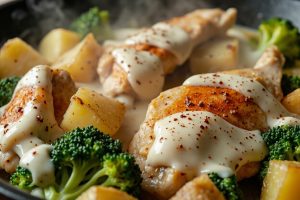 Курица с картофелем и брокколи в сметанном соусе: пошаговое руководство.