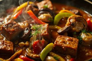 Тушеная свинина с грибами и сладким перцем: пошаговое руководство.