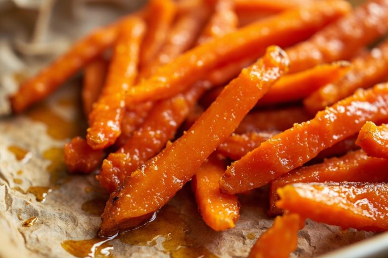 Запеченные морковные палочки с медом