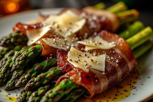 Спаржа с пармезаном и беконом в аэрогриле