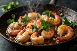 Креветки с чесноком и петрушкой