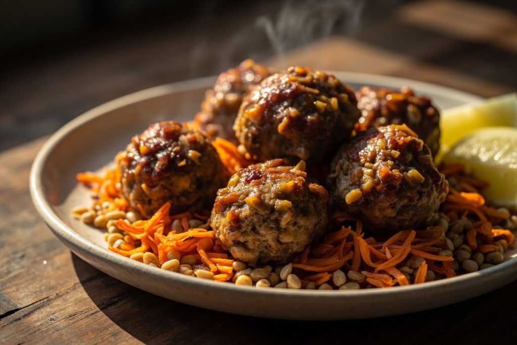 Мясные шарики с гречкой и овощами