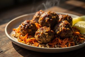 Мясные шарики с гречкой и овощами