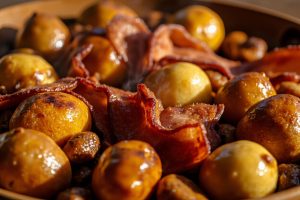 Запеченный картофель с бэконом и чесноком