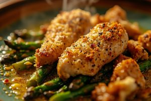Спаржа с курицей и пармезаном в аэрогриле