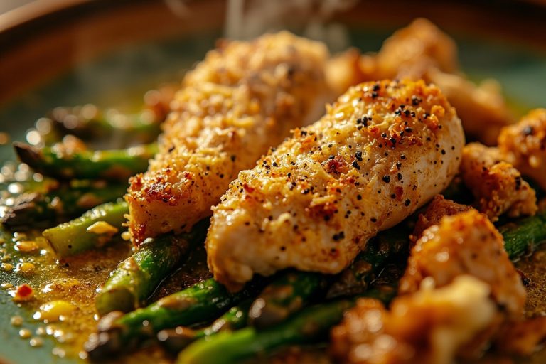 Спаржа с курицей и пармезаном в аэрогриле