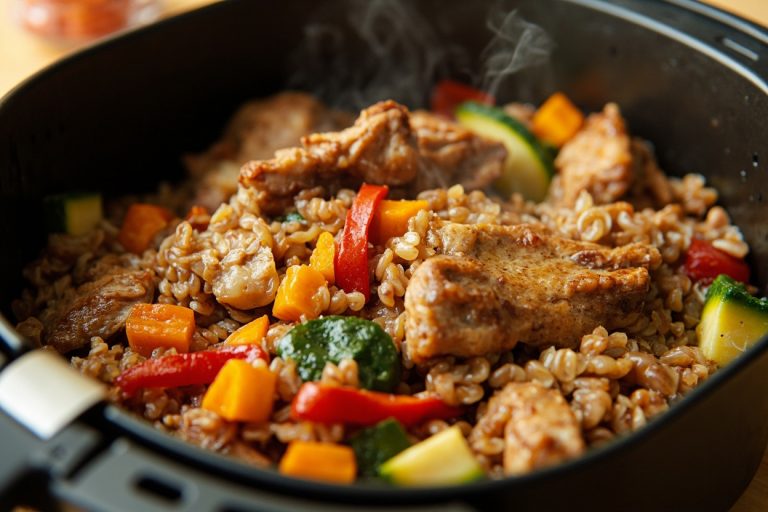 Гречка с курицей и овощами в аэрогриле