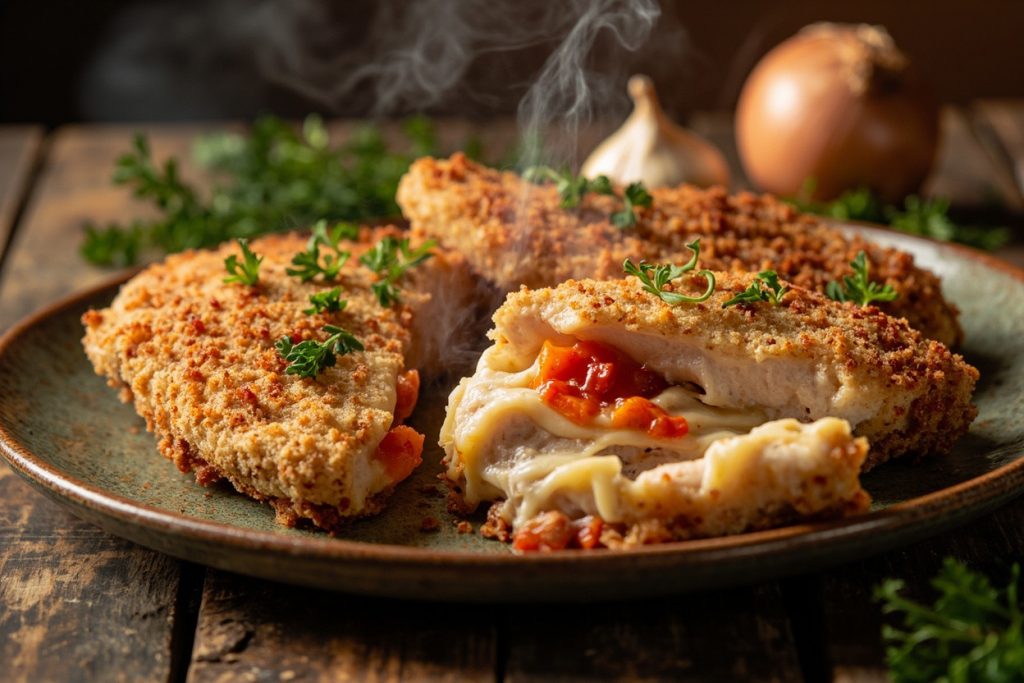 Куриные котлеты с сыром и перцем