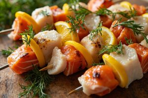 Рыбные шашлыки с лимоном и травами