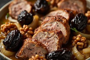 Свинина с черносливом и грецкими орехами в аэрогриле