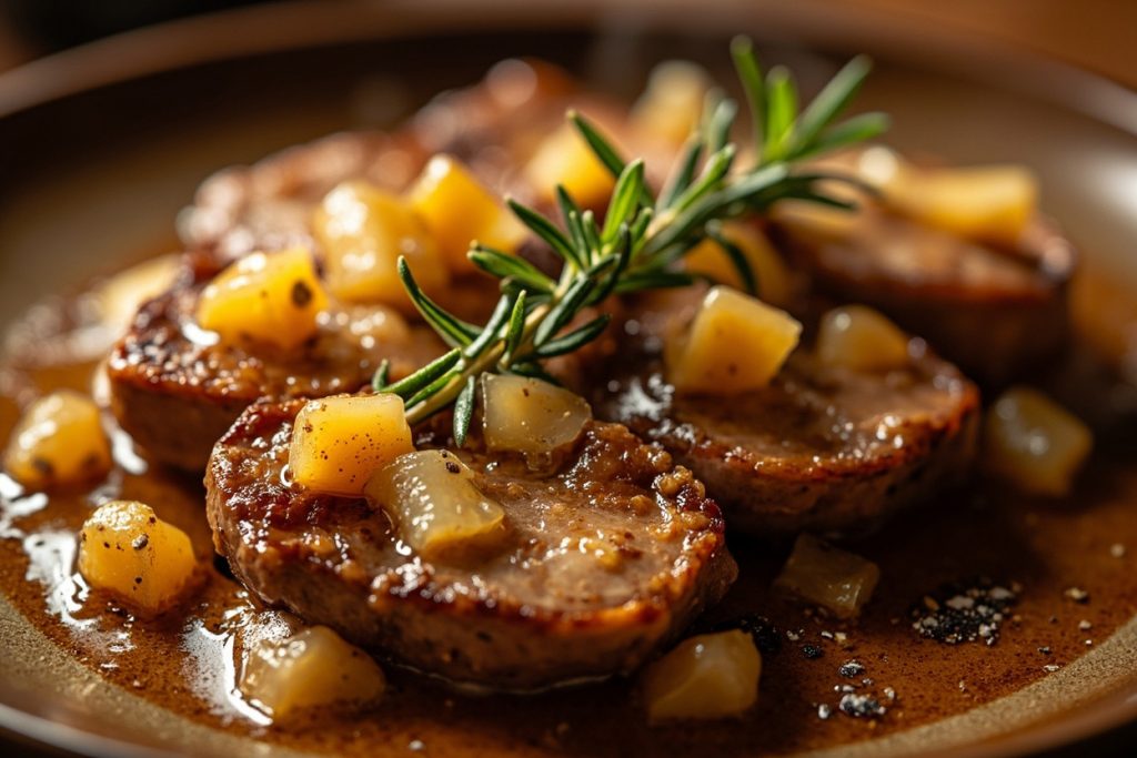 Свиные медальоны с яблочным соусом