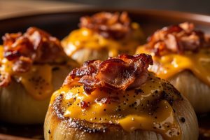 Запеченный лук с бэконом и сыром