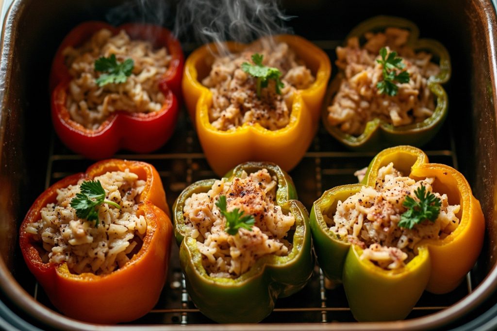 Фаршированные перцы с курицей и рисом в аэрогриле