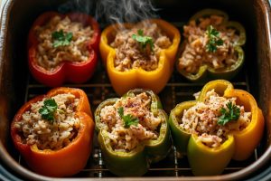 Фаршированные перцы с курицей и рисом в аэрогриле