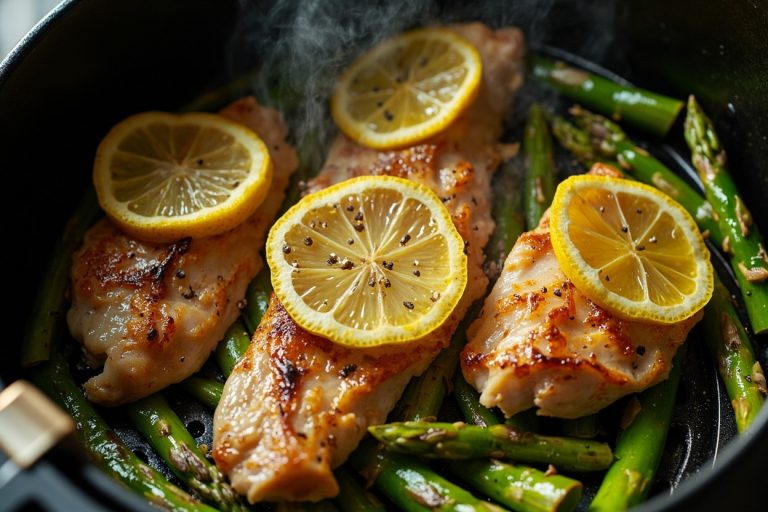 Спаржа с курицей и лимоном в аэрогриле