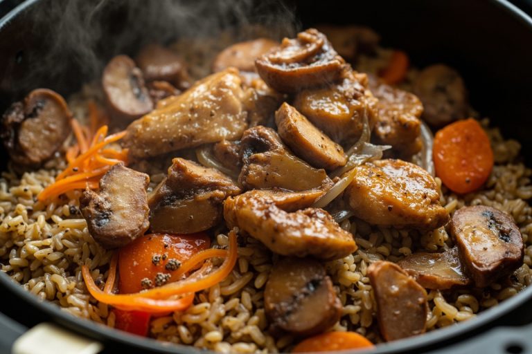 Гречневая каша с курицей и грибами в аэрогриле