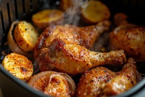 Куриные ножки с картофелем и луком в аэрогриле