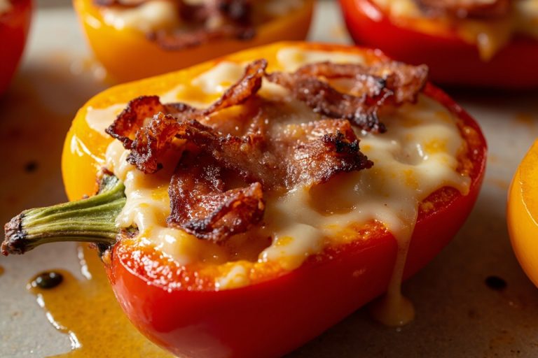 Запеченные перцы с бэконом и сыром