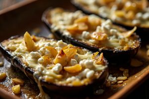 Запеченные баклажаны с сыром и чесноком