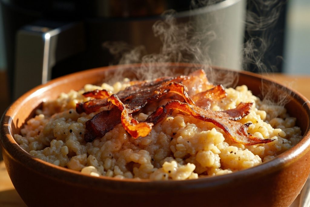 Гречневая каша с бэконом и луком в аэрогриле