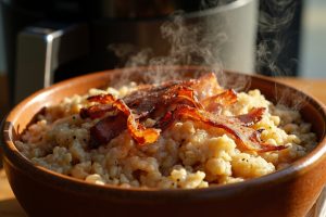 Гречневая каша с бэконом и луком в аэрогриле