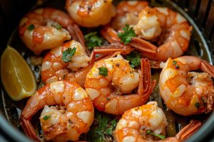 Креветки с чесноком и лимоном в аэрогриле
