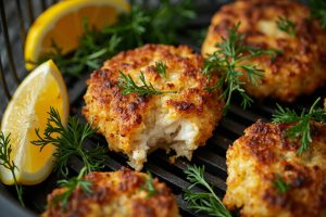 Рыбные котлеты с лимоном и укропом в аэрогриле