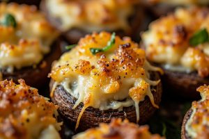 Запеченные грибы с сыром и чесноком в аэрогриле