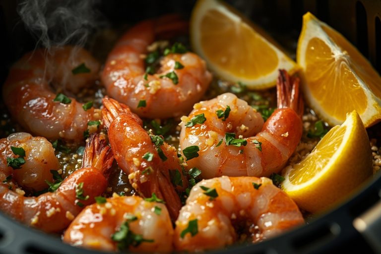 Креветки с чесноком и петрушкой в аэрогриле