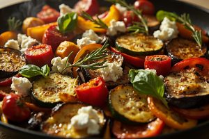 Запеченные овощи с фетой и травами в аэрогриле