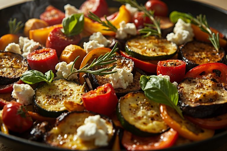 Запеченные овощи с фетой и травами в аэрогриле