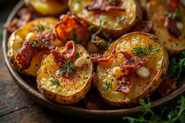 Запеченный картофель с бэконом и чесноком
