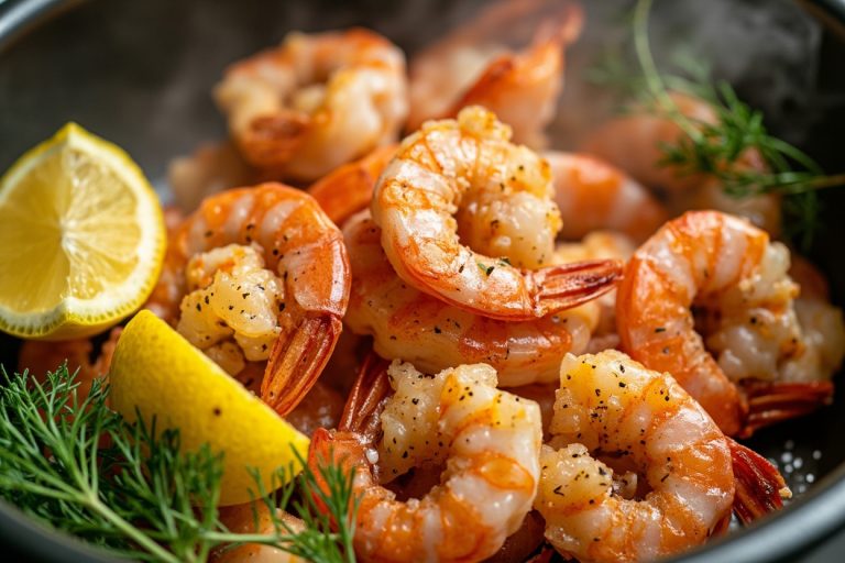 Креветки с лимоном и укропом в аэрогриле